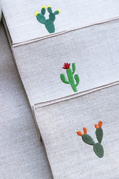 Set 4 Tovagliette in Lino Ricamate – Cactus